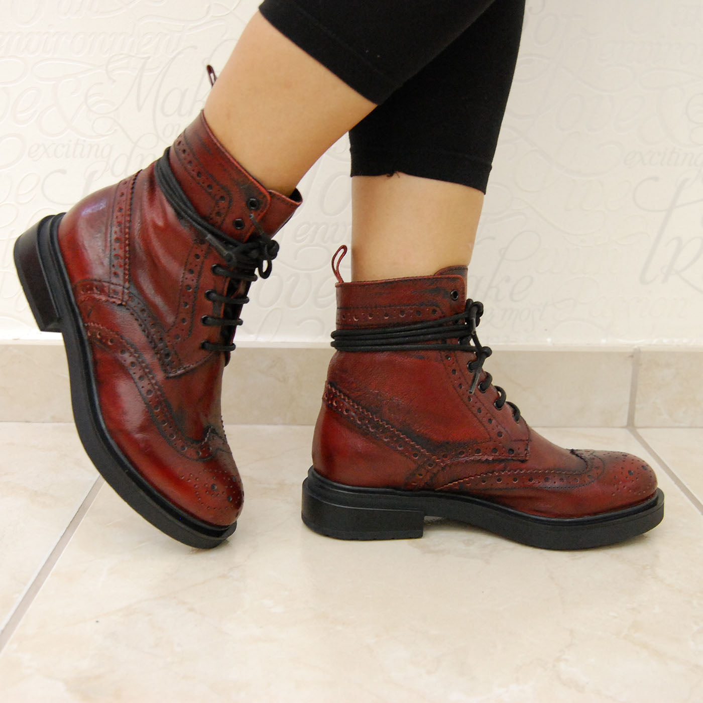 LELA 02 - lace-up ankle boots leather RUBY - History541